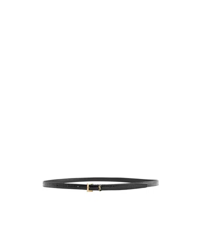 Saint Laurent Thin Belt In Black