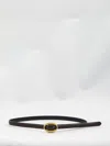 Saint Laurent Thin Belt With Oval Buckle In Brown