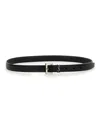 Saint Laurent Cassandre Grained Leather Belt In Black