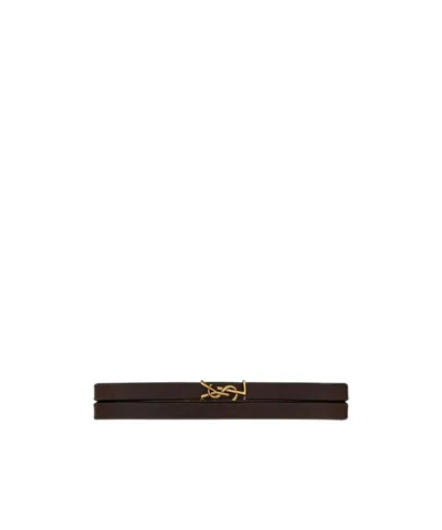 Saint Laurent Thin Double Loop Bracelet In Black
