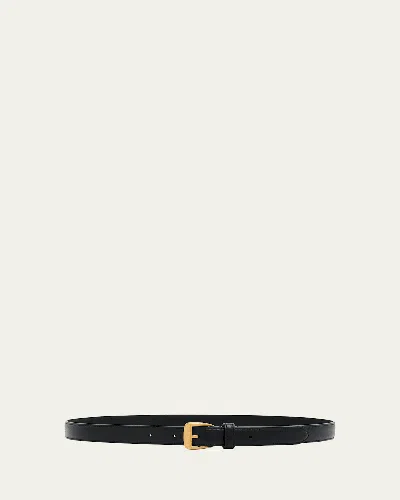 Saint Laurent Thin Leather Belt In Black