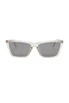 Saint Laurent Logo-print Sunglasses In Beige & Silver