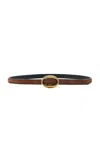 Saint Laurent Thin Suede Belt In Brown