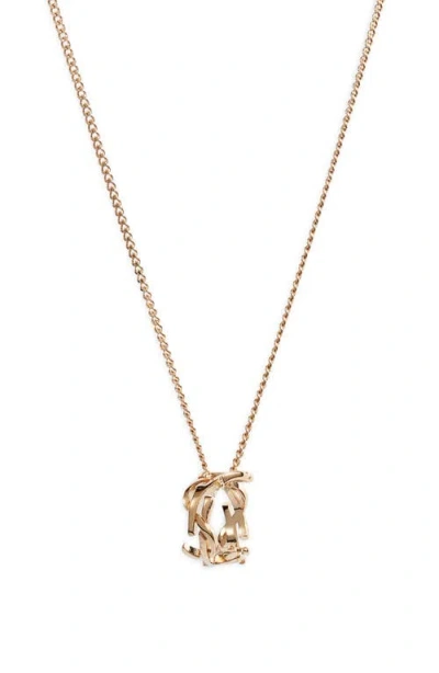 Saint Laurent Thin Twist Charm Pendant Necklace In Gold
