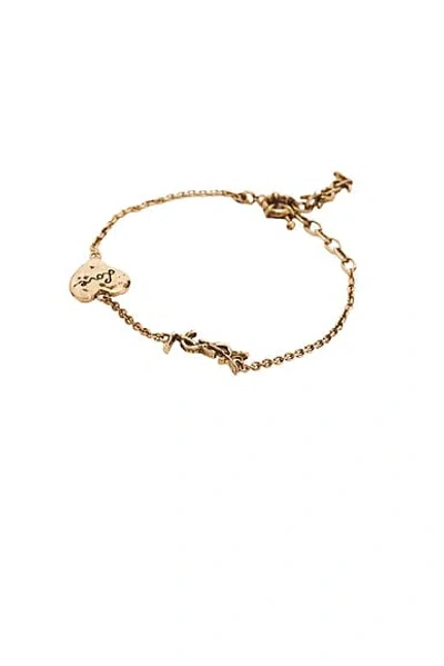 Saint Laurent Thin Ysl & Heart Bracelet In Gold