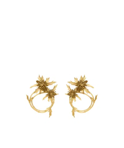Saint Laurent Thistle Knocker Earrings In Metal In Gold