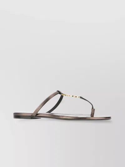 SAINT LAURENT THONG LEATHER SANDALS METALLIC DETAIL