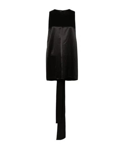 Saint Laurent Bow-detailing Silk Tank Top In Black