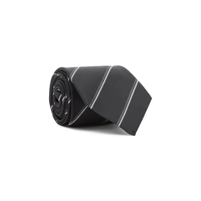Saint Laurent Silk Tie Striped Chain Loop In Black