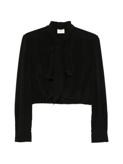 Saint Laurent Tie Blouse In Gold