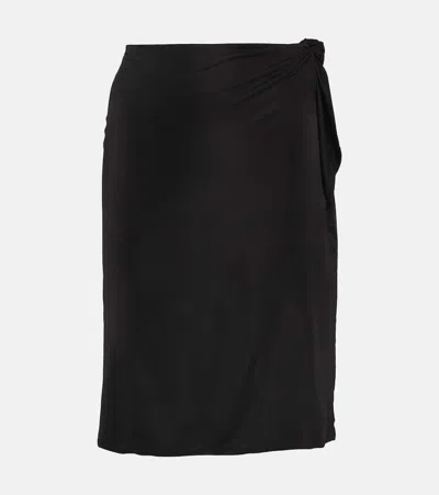 Saint Laurent Tie-detail Jersey Pencil Skirt In Black