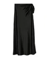 Saint Laurent Bow Detailed Silk Maxi Skirt In Black