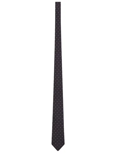 Saint Laurent Tie In Silk Jacquard In Black