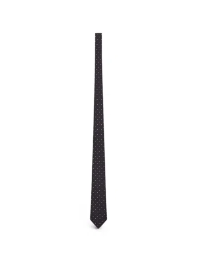 Saint Laurent Tie In Silk Jacquard In Black