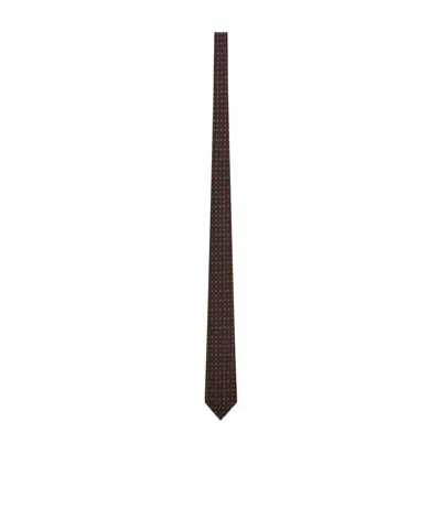 Saint Laurent Tie In Silk Jacquard In Brown