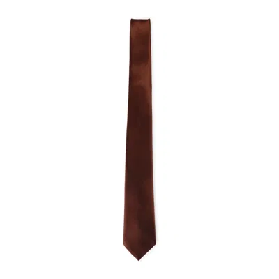 Saint Laurent Tie In Silk Satin In Brown