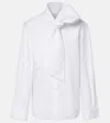 Saint Laurent Tie-neck Cotton Poplin Blouse In Multi