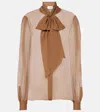 Saint Laurent Pussy-bow Silk-chiffon Blouse In Black