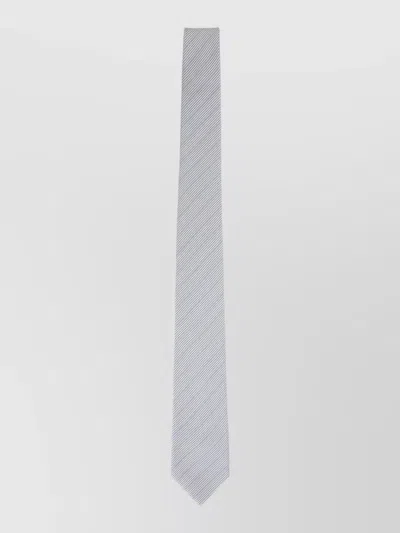 Saint Laurent Tie Regular Width Striped Pointed Tip In Gray