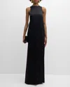 SAINT LAURENT TIED-BACK SLEEVELESS COLUMN GOWN