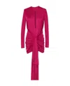Saint Laurent Plunging Keyhole Knotted Mini Dress In Red