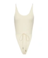Saint Laurent Tied Open-side Swimsuit In White