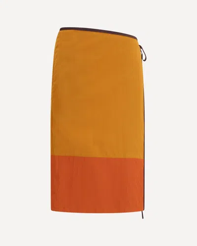 Saint Laurent Color-block Nylon Wrap-around Skirt In Brown