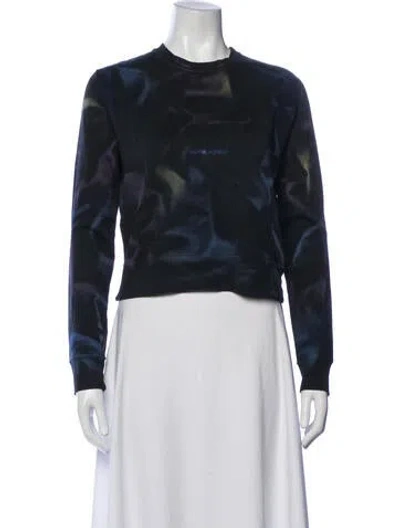 Pre-owned Saint Laurent Tie-dye Print Crew Neck Sweatshirt In Blue