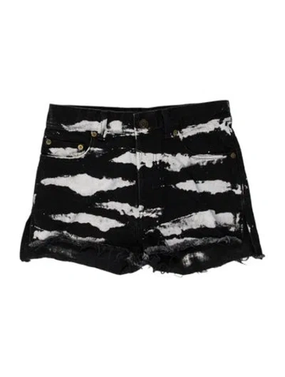 Pre-owned Saint Laurent Tie-dye Print Mini Shorts In Black