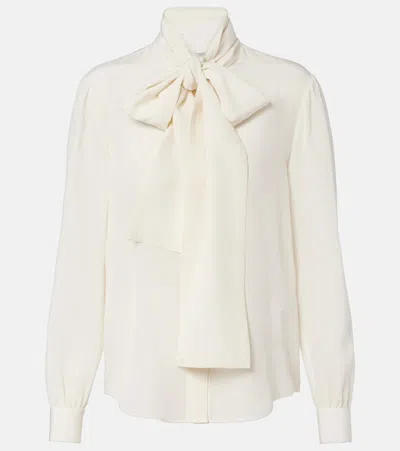Saint Laurent Tie-neck Silk Blouse In Multi
