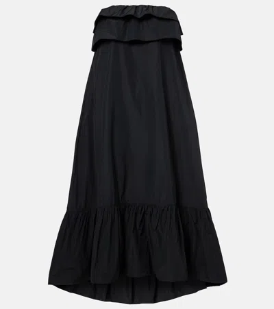 Saint Laurent Tiered Canvas Cocktail Dress In Black