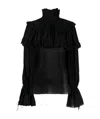 Saint Laurent Tiered Ruffle Blouse In Black