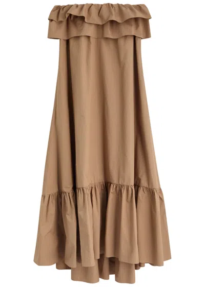 SAINT LAURENT SAINT LAURENT TIERED STRAPLESS COTTON-POPLIN MAXI DRESS