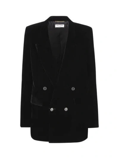 Saint Laurent Timeless Double-breasted Leather Jacket For Women In Black