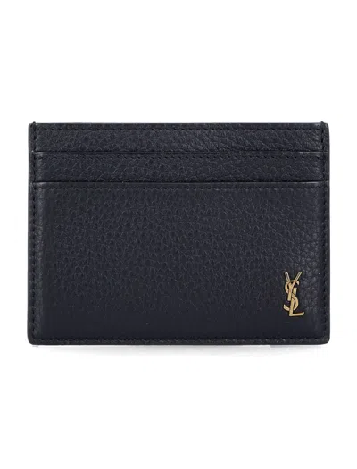 Saint Laurent Tiny Cassandre Card Case In Black