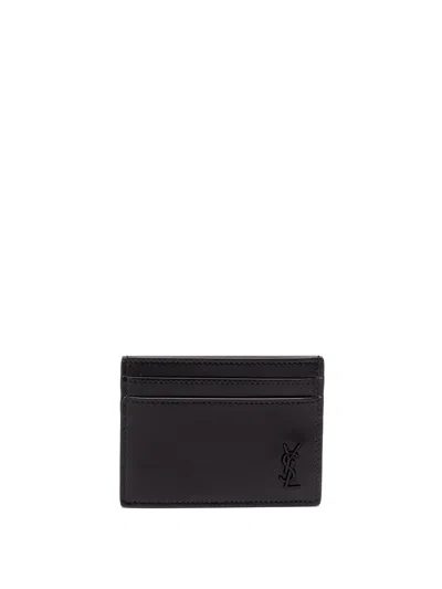 Saint Laurent Tiny `cassandre` Card Case In Black  