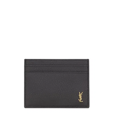 Saint Laurent Tiny Cassandre Card Case In Black