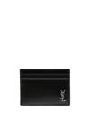 Saint Laurent Tiny Cassandre Card Case In Matte Leather Accessories In Black