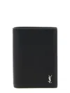 Saint Laurent Mini Cassandre Card Holder In Gray