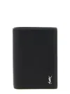 Saint Laurent Mini Cassandre Card Holder In Gray