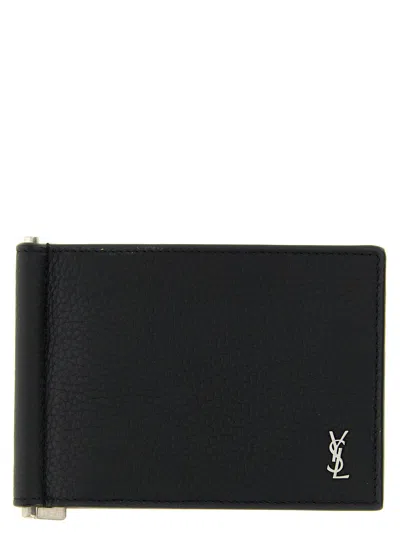 Saint Laurent Tiny Cassandre Card Holder In Black