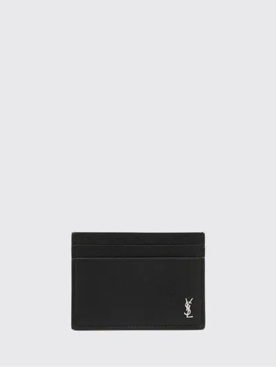 Saint Laurent Tiny Cassandre Card Holder In Black