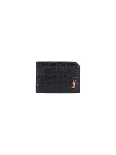 Saint Laurent "tiny Cassandre" Card Holder In Black  