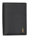 Saint Laurent Tiny Cassandre Credit Card Wallet In Black
