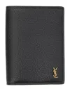 Saint Laurent Tiny Cassandre Credit Card Wallet In Black