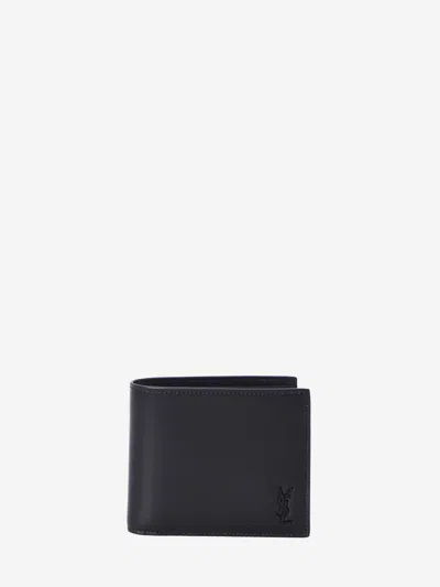 Saint Laurent Tiny Cassandre East West Wallet In Black