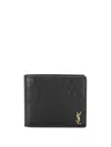 Saint Laurent Monogram Embossed Bi-fold Wallet In Black