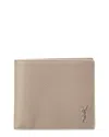 Saint Laurent Tiny Cassandre East/west Leather Bifold Wallet In Neutral