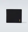 Saint Laurent Tiny Cassandre East/west Leather Wallet In Black