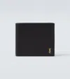 Saint Laurent Tiny Cassandre East/west Leather Wallet In Black